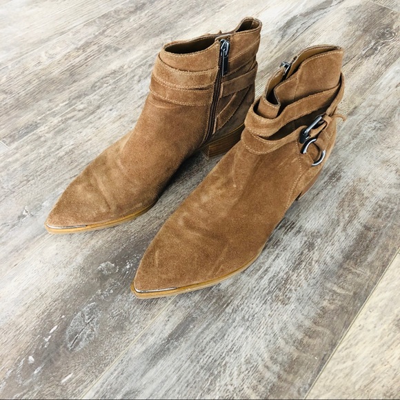 Tan Suede Ankle Booties - Picture 4 of 8